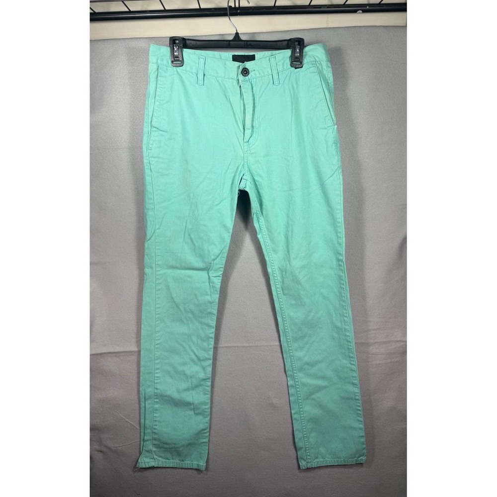 Hurley Mens Chino Pants Size 32 Mint Green Slim Straight Cotton Twill Trousers